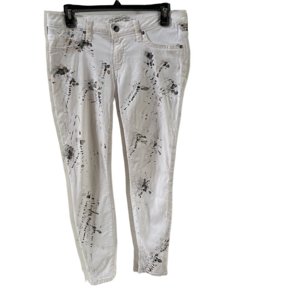Robin’s Jean Marilyn Low Rise Splattered Studded Straight Leg Jeans 30 - Picture 2 of 16